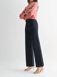 JUST BLACK DENIM Patch Pocket Wide Leg Jeans in blue - women's jeans - alternate view