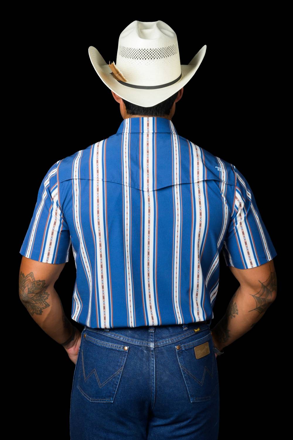 Ferrell Hudson Short Sleeve Snap Shirt in blue - men's t-shirt - detail view