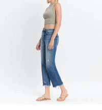 Flying Monkey - High Rise Frayed Hem Straight Jeans