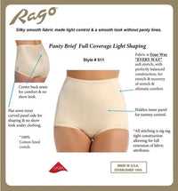 Rago - Light Shaping Tummy Control Shaper Panty Brief With Inner Lining