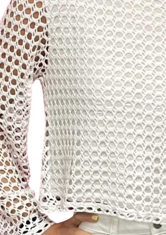 Pete - Cropped Crochet Crew Neck Top