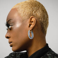 Gold & Honey - Women's Glitter Flat Oval Lucite Hoop Earrings