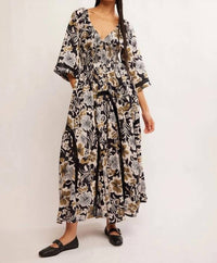 Free People Printed Dixi Maxi Dress in black combo - women's dress