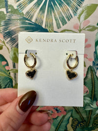 Kendra Scott Women's Ari Heart Huggie Earrings in platinum drusy - women's jewelry - detail view
