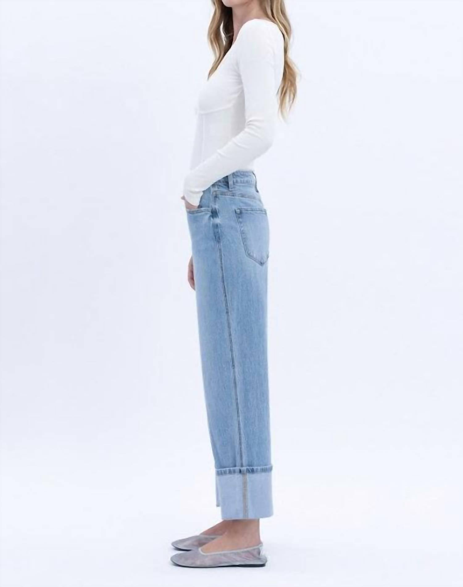 Vervet By Flying Monkey - Gabby Super High Rise Baggy Cuffed Straight Jeans