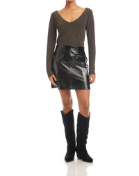 Fifteen Twenty Britney Faux Patent Leather Mini Skirt in black - women's skirt