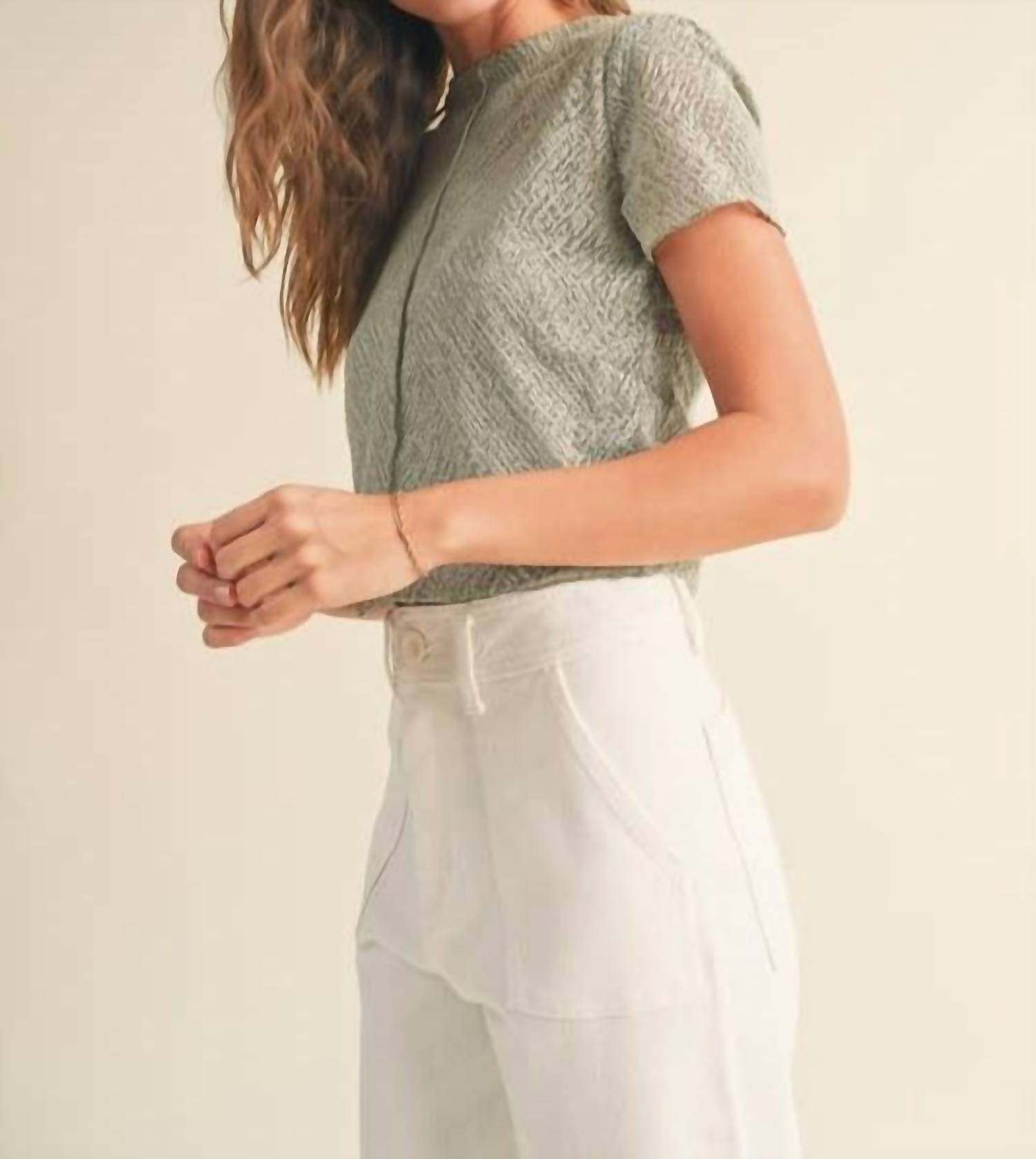 Miou Muse - Patterned Fabric Top With Tank