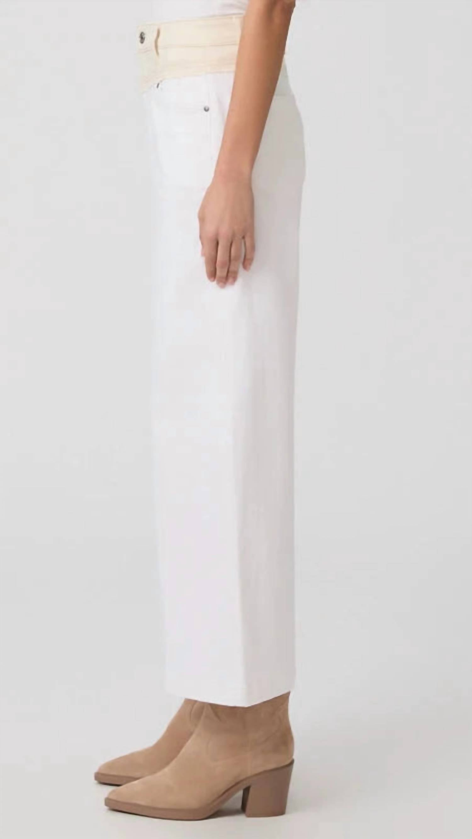 Paige - Harper High Rise Ankle With Contrast Raw Wide Leg Jeans