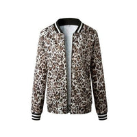 Supreme Fashion Women's Long Sleeve Bomber Jacket in leopard print - women's jacket