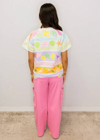 Queen Of Sparkles - Colorblock Stripe Shell Tee
