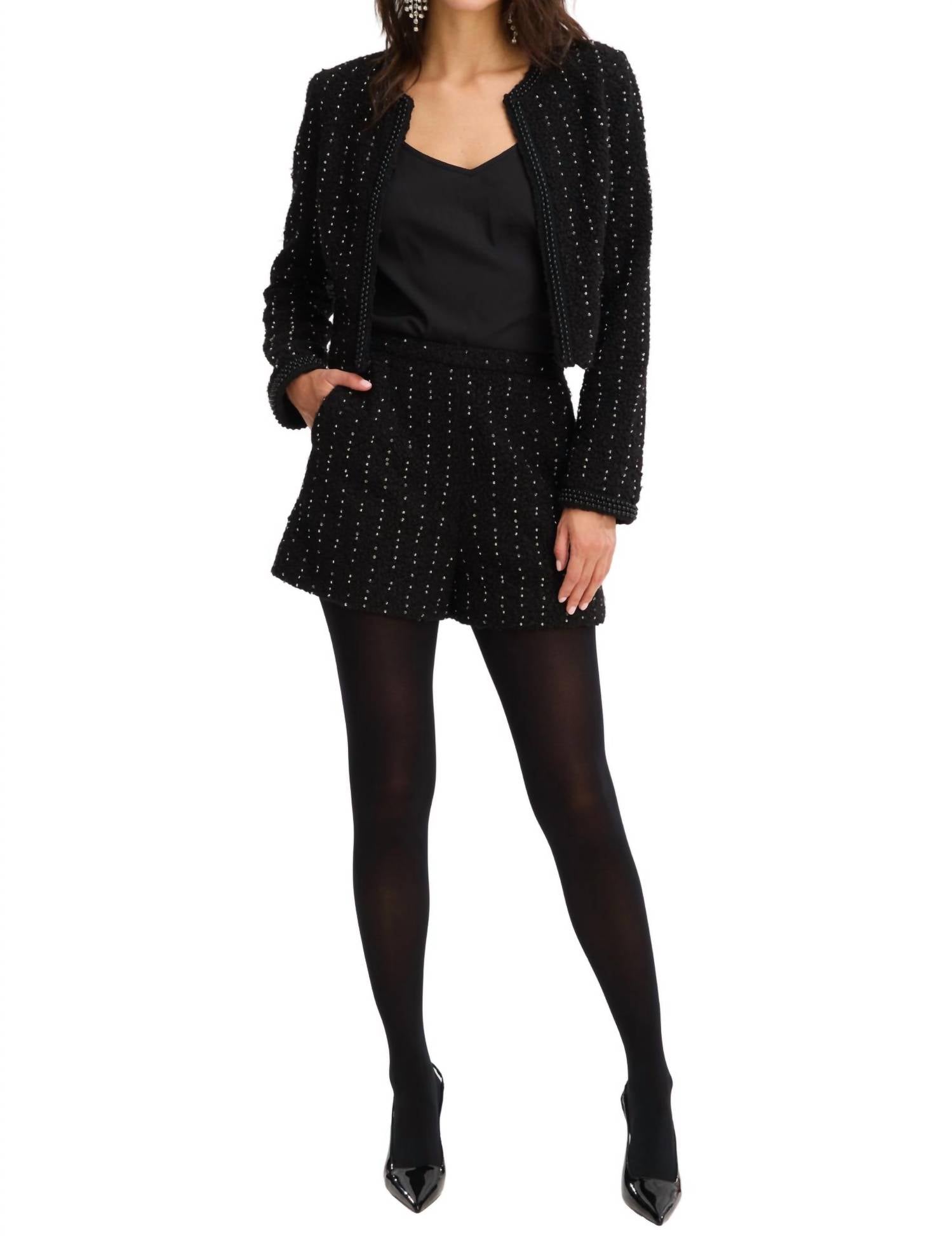ALLISON NEW YORK BEADED RAELYNN JACKET in black - women's jacket - view 4