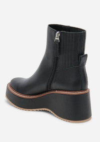 Dolce Vita Women's Hilde Gore Lug-sole Wedge Booties in black - women's shoe - detail view