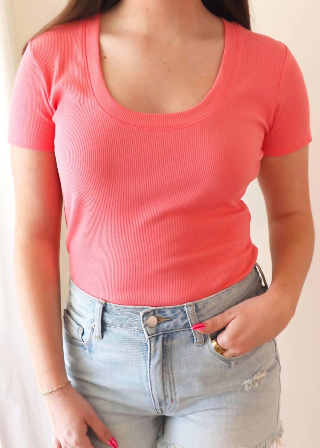 Z Supply Sirena Short Sleeve Tee in sunset pink - women's t-shirt