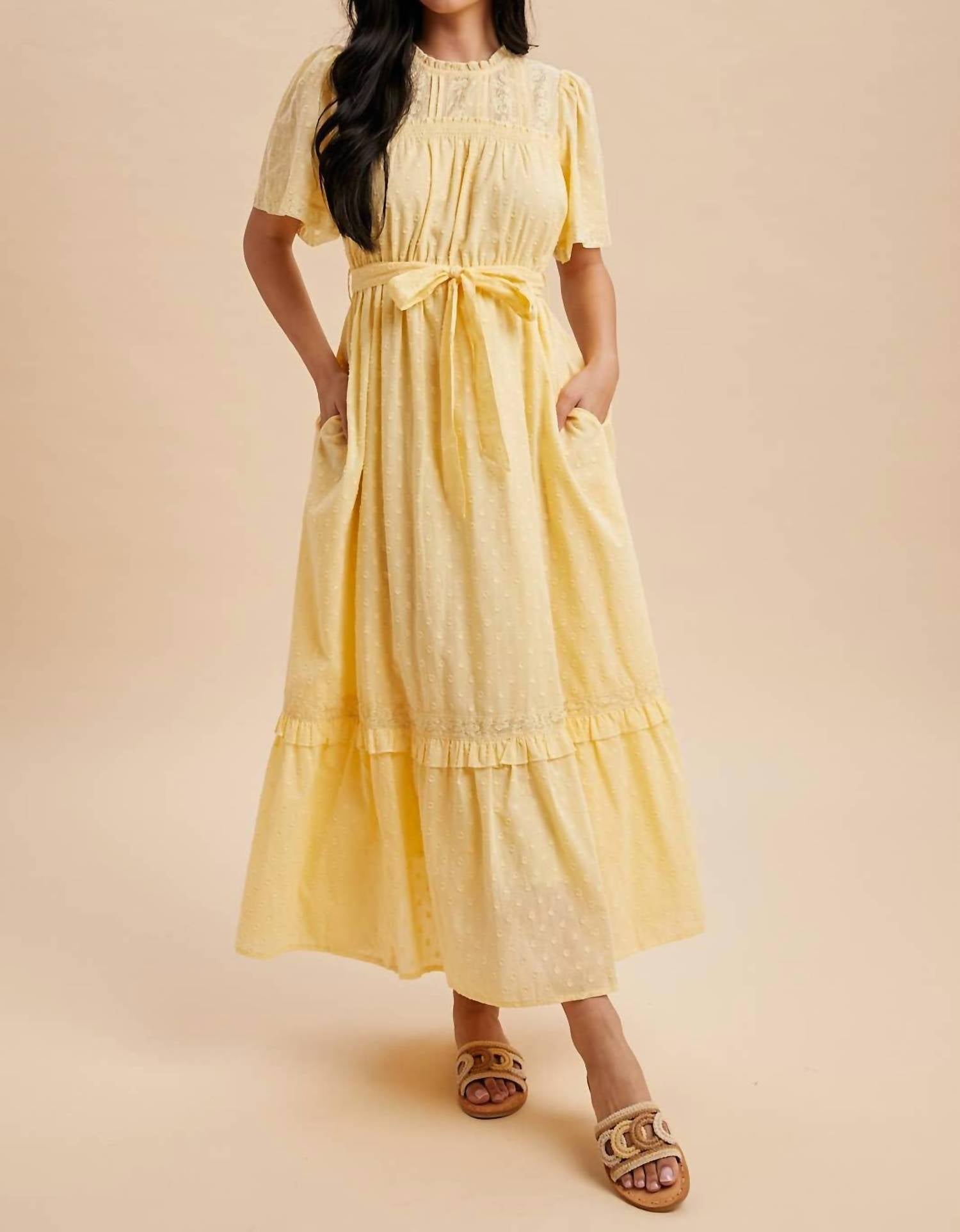 In-Loom - Swiss Dot Flutter Sleeve Maxi Dress