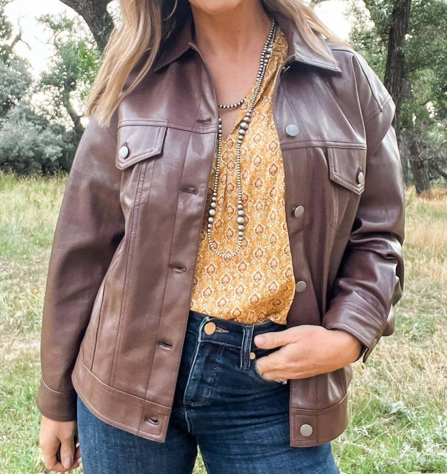 Velvet Heart Echo Faux Leather Jacket in yogi brown - women's jacket