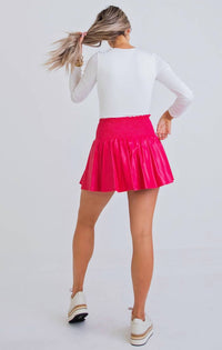 Faux Leather Smock Skort