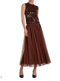 ELAN Sequins Sleeveless Top in chocolate - women's blouse - view 4