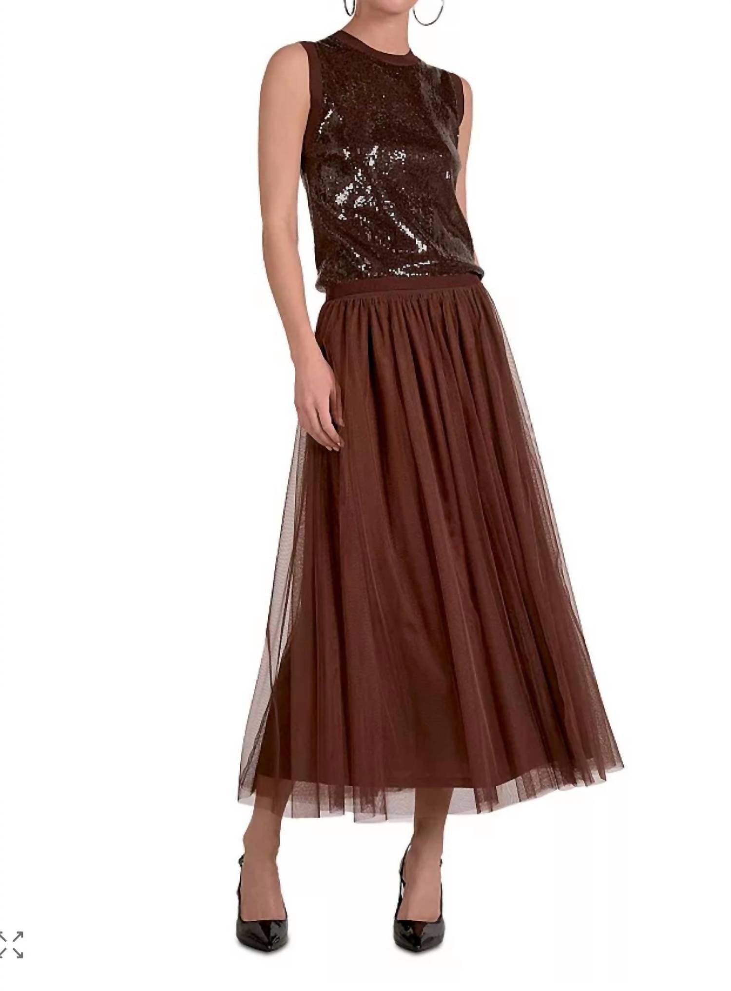 ELAN Sequins Sleeveless Top in chocolate - women's blouse - view 4
