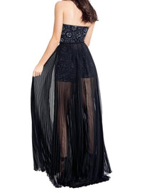 Rachel Allan - Floral Applique Romper With Detachable Chiffon Skirt