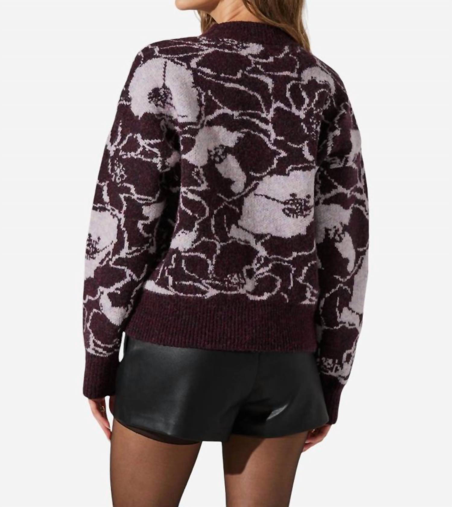 trove Women's Astra Sweater in plum - women's sweater - detail view