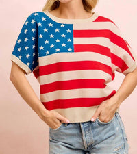 Bibi - 4th Of July Cozy Knit Top