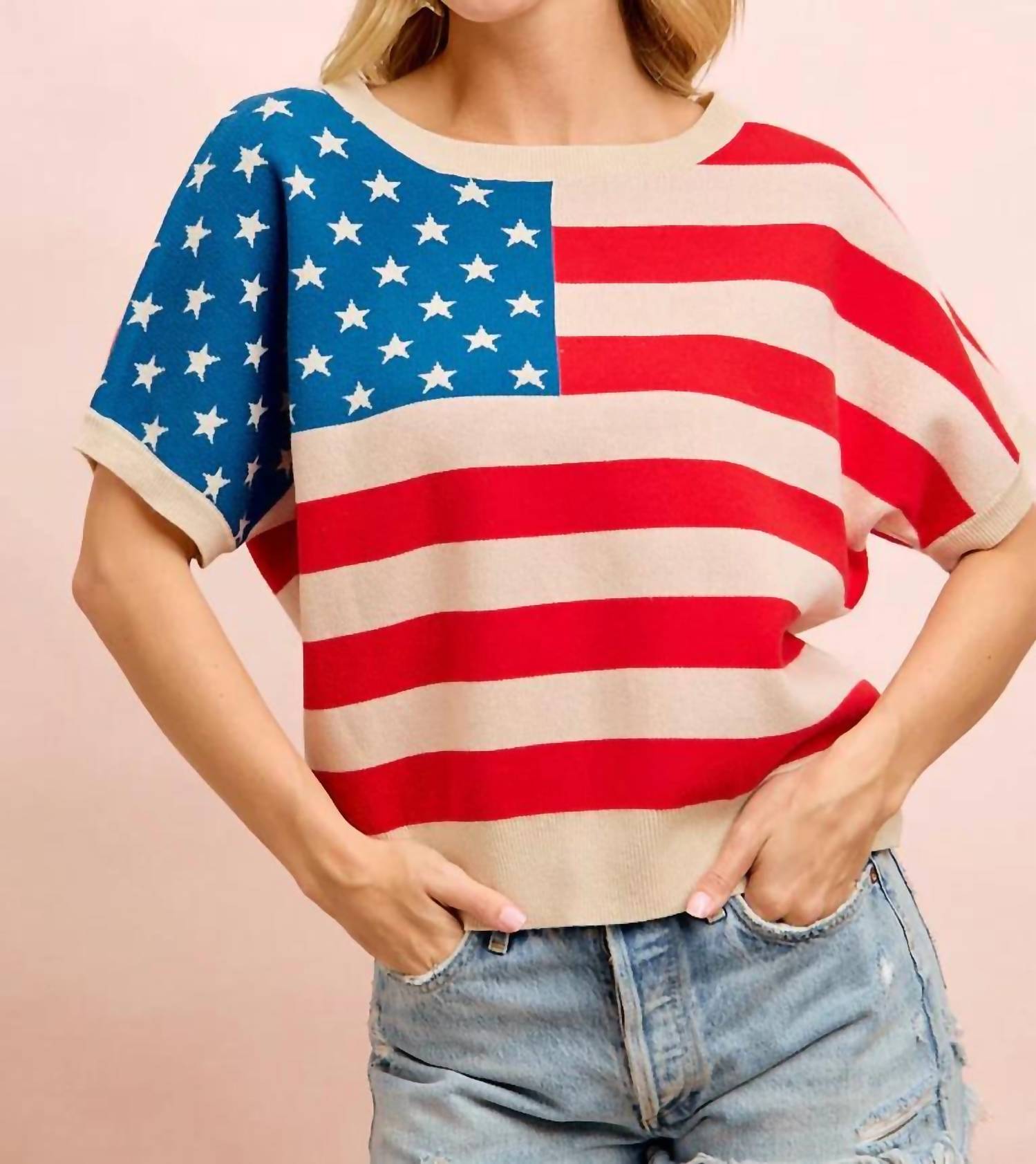 Bibi - 4th Of July Cozy Knit Top