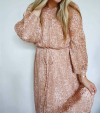 Fate - Jennifer Animal Print Chiffon Midi Dress with Tie