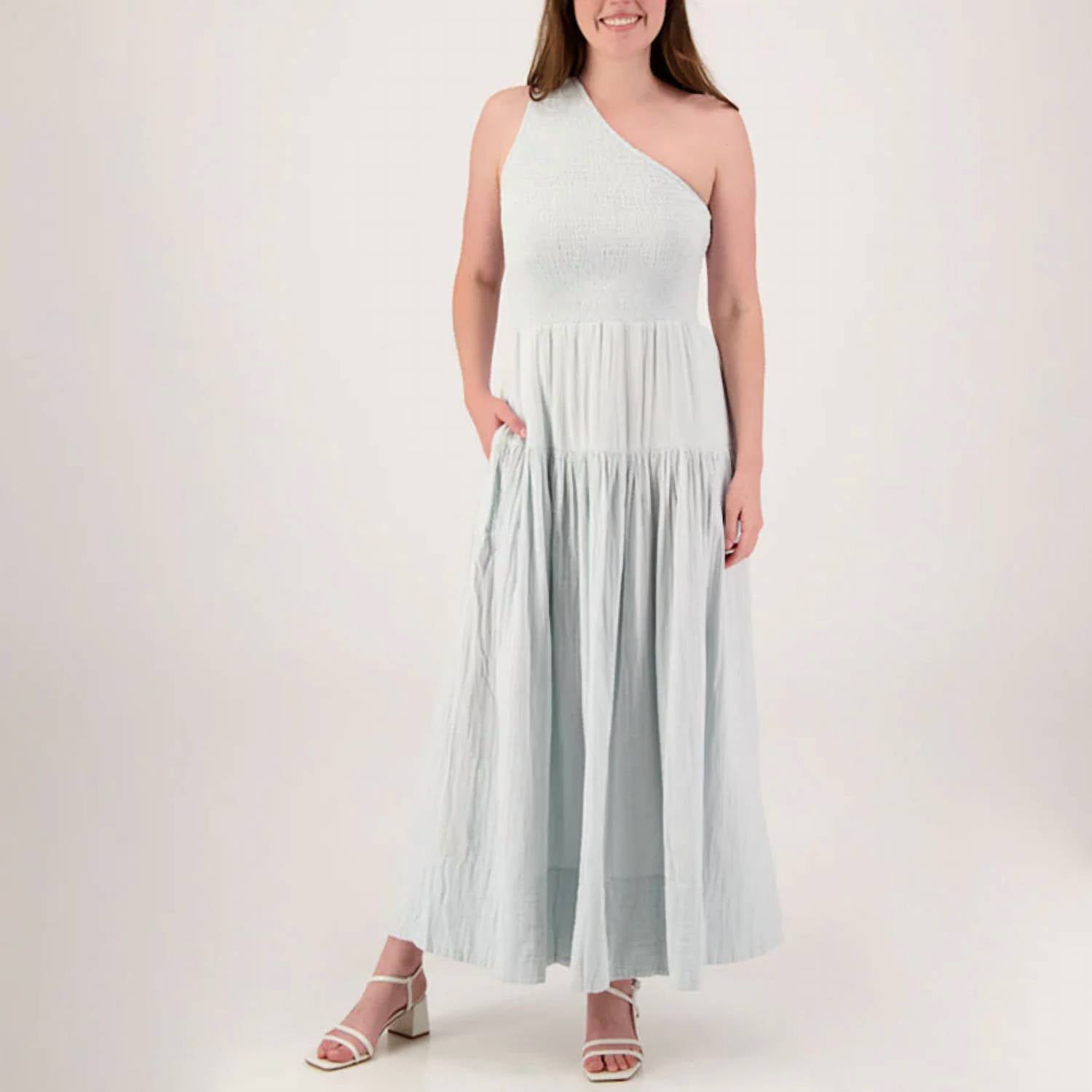 Elan - One Shoulder Smocked Maxi Dress