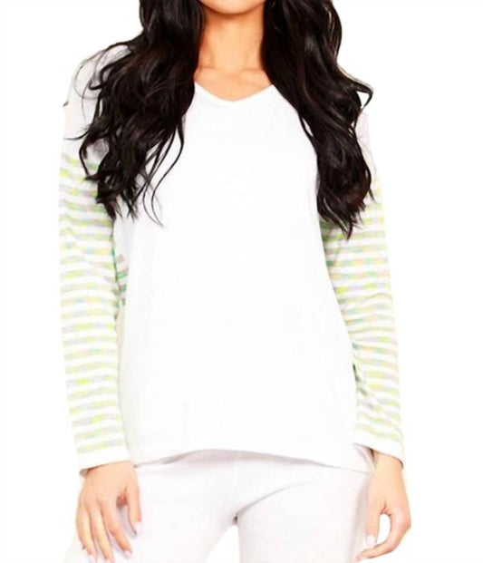 Stripe V-Neck Long Sleeve