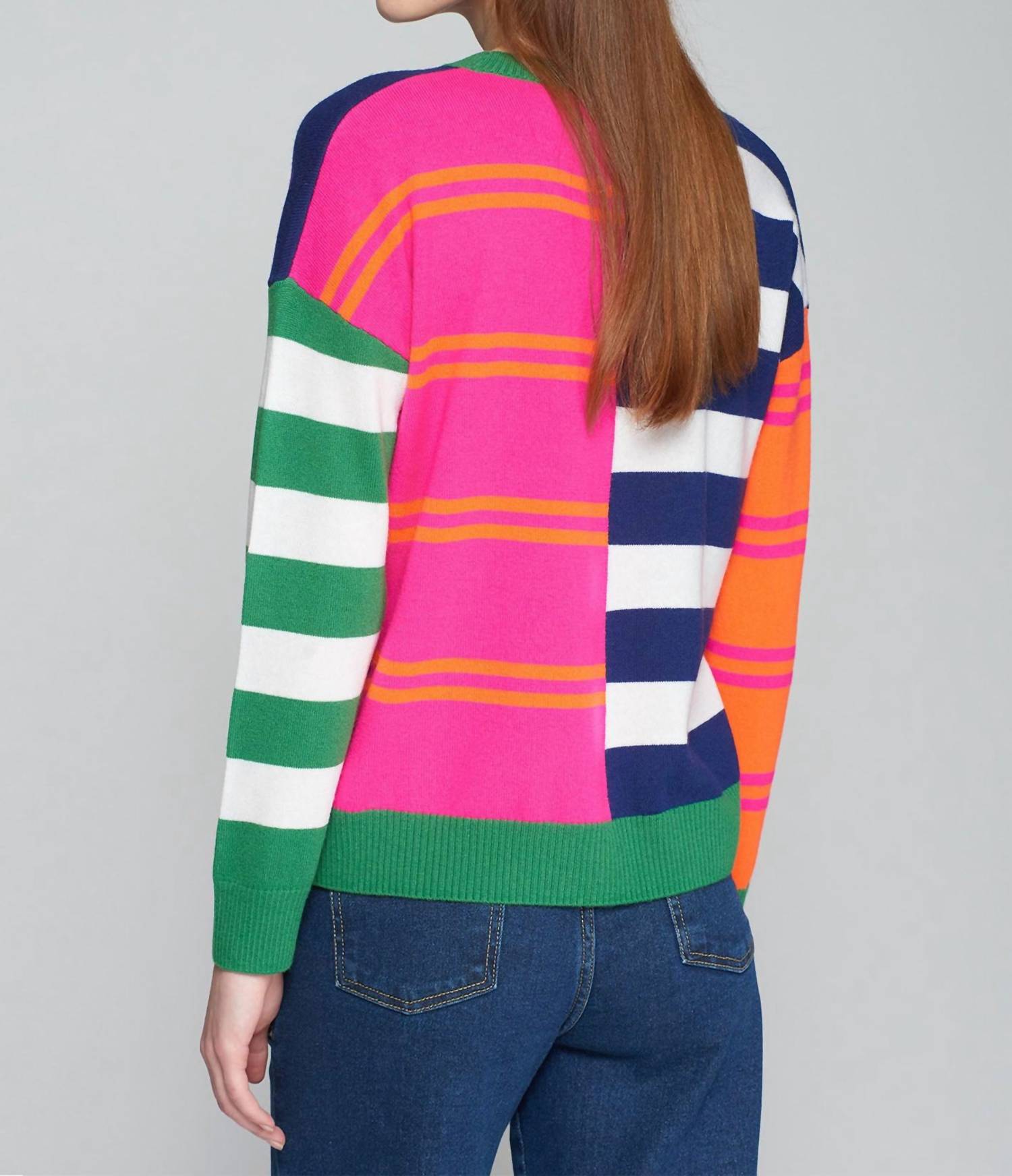 Vilagallo - Crew Neck Pullover Striped Sweater