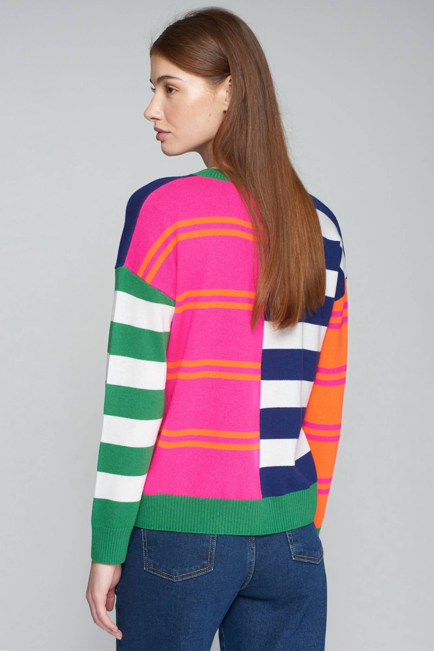 Vilagallo - Crew Neck Pullover Striped Sweater