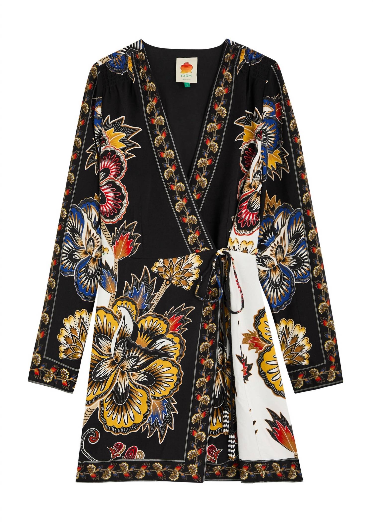 Farm Rio - Us Women's Maxi Floral Wrap Mini Dress Black