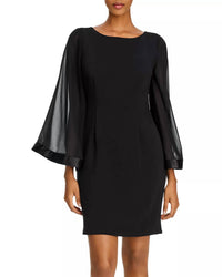 Adrianna Papell - Boat Neck Ottoman Chiffon Dress