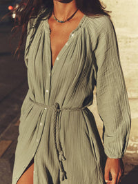 XIRENA Andrea Button-front Midi Dress in aqua grey - women's dress - view 5