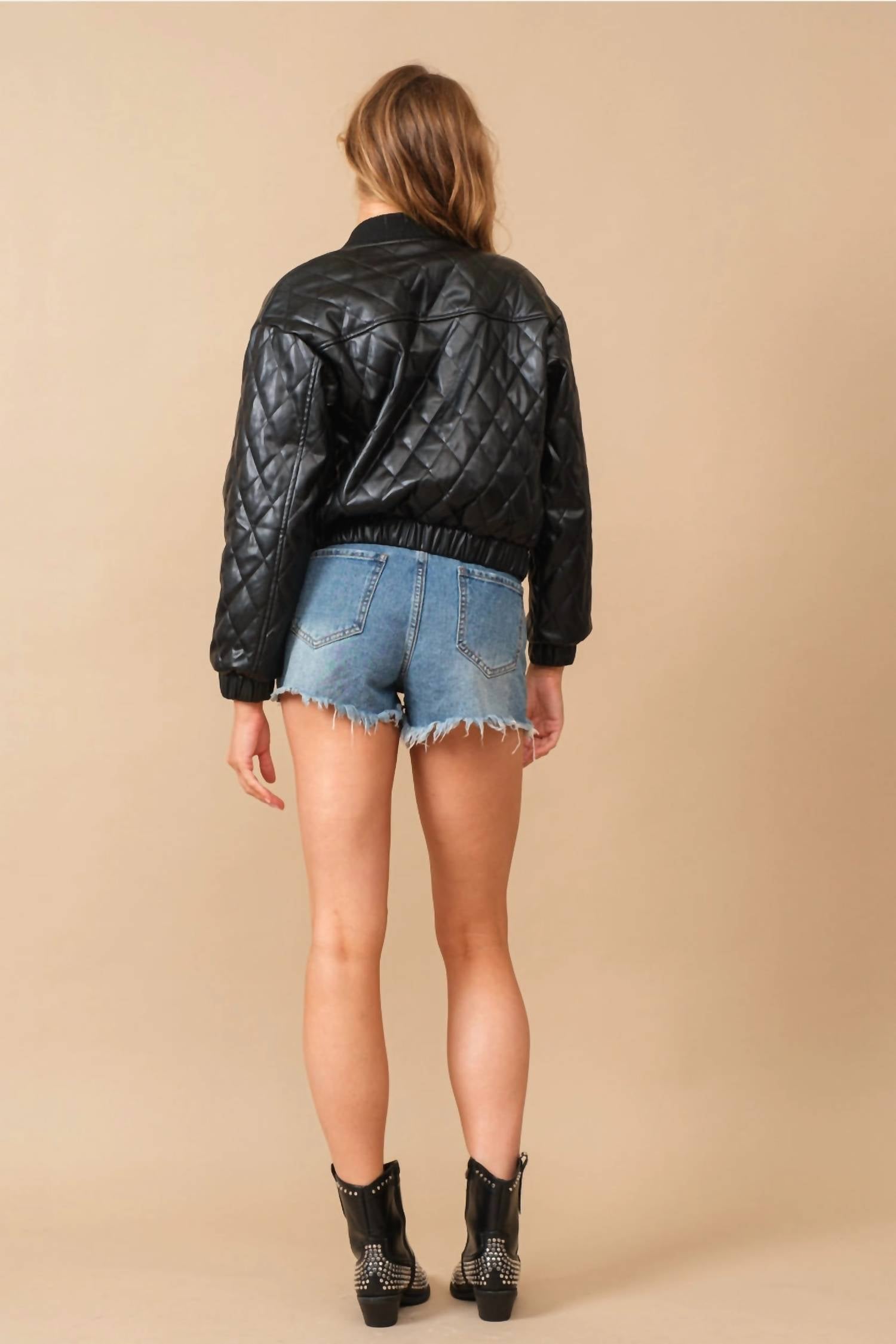 Blue B - Quilted Zip Up Bomber Jacket