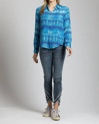 Apny - Button-Up Roll-Up Sleeve Blouse