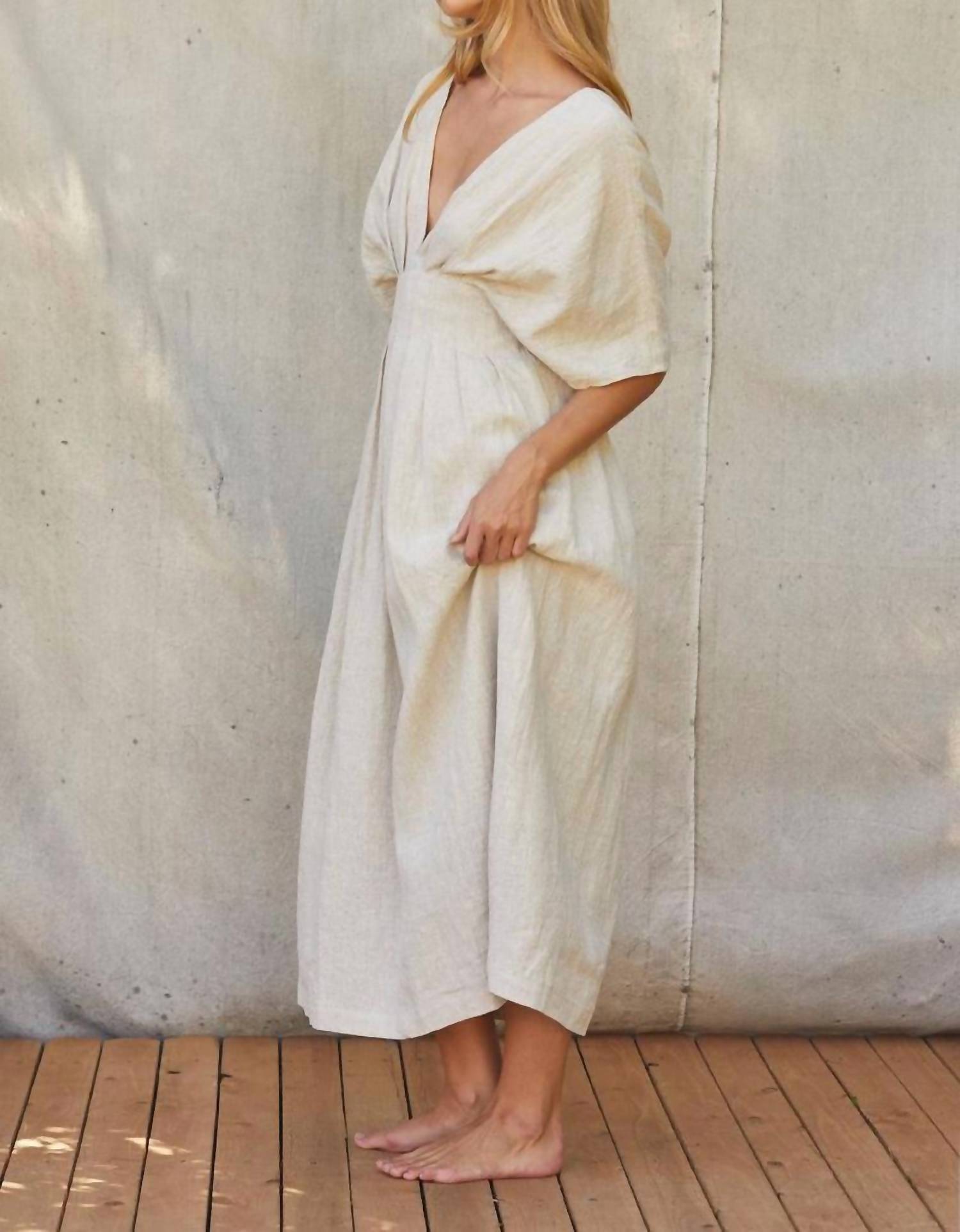 Crescent - Amiee Pleated Linen Midi Dress