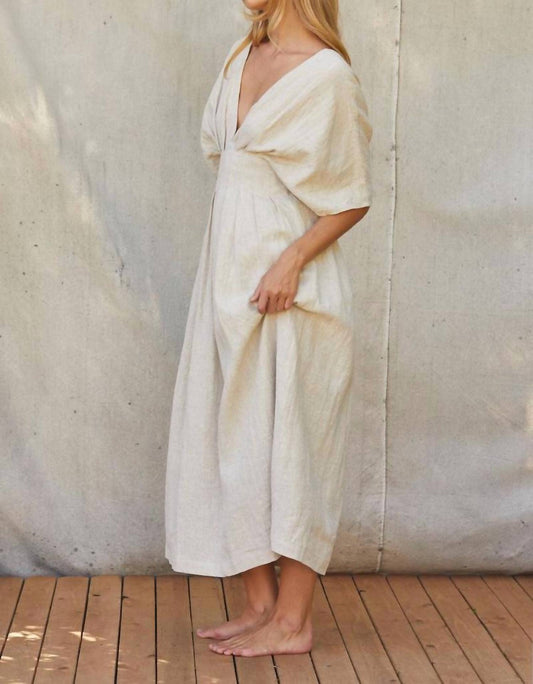 Crescent - Amiee Pleated Linen Midi Dress