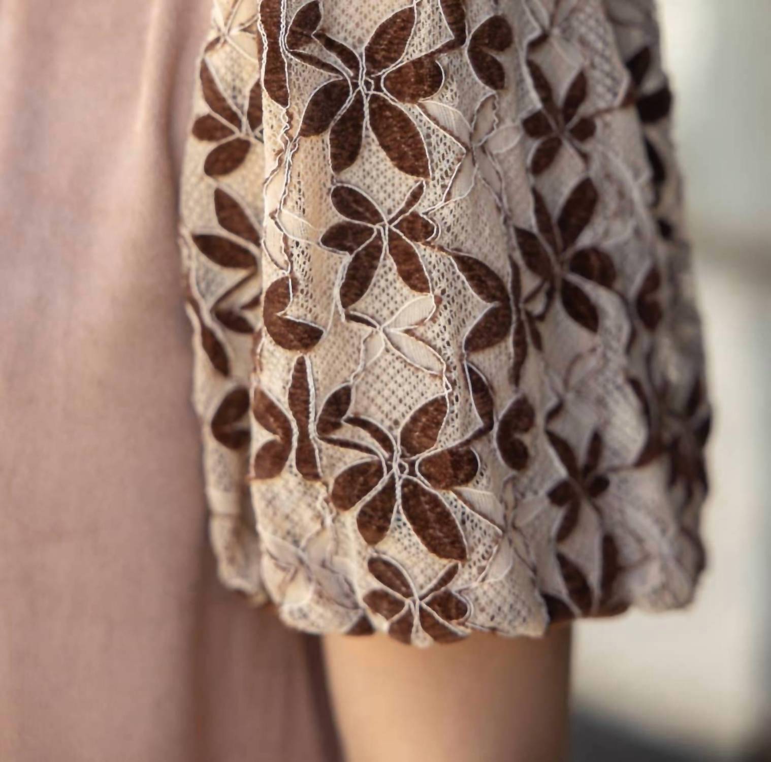 Thml - Floral Embroidered Short Sleeve Suede Dress