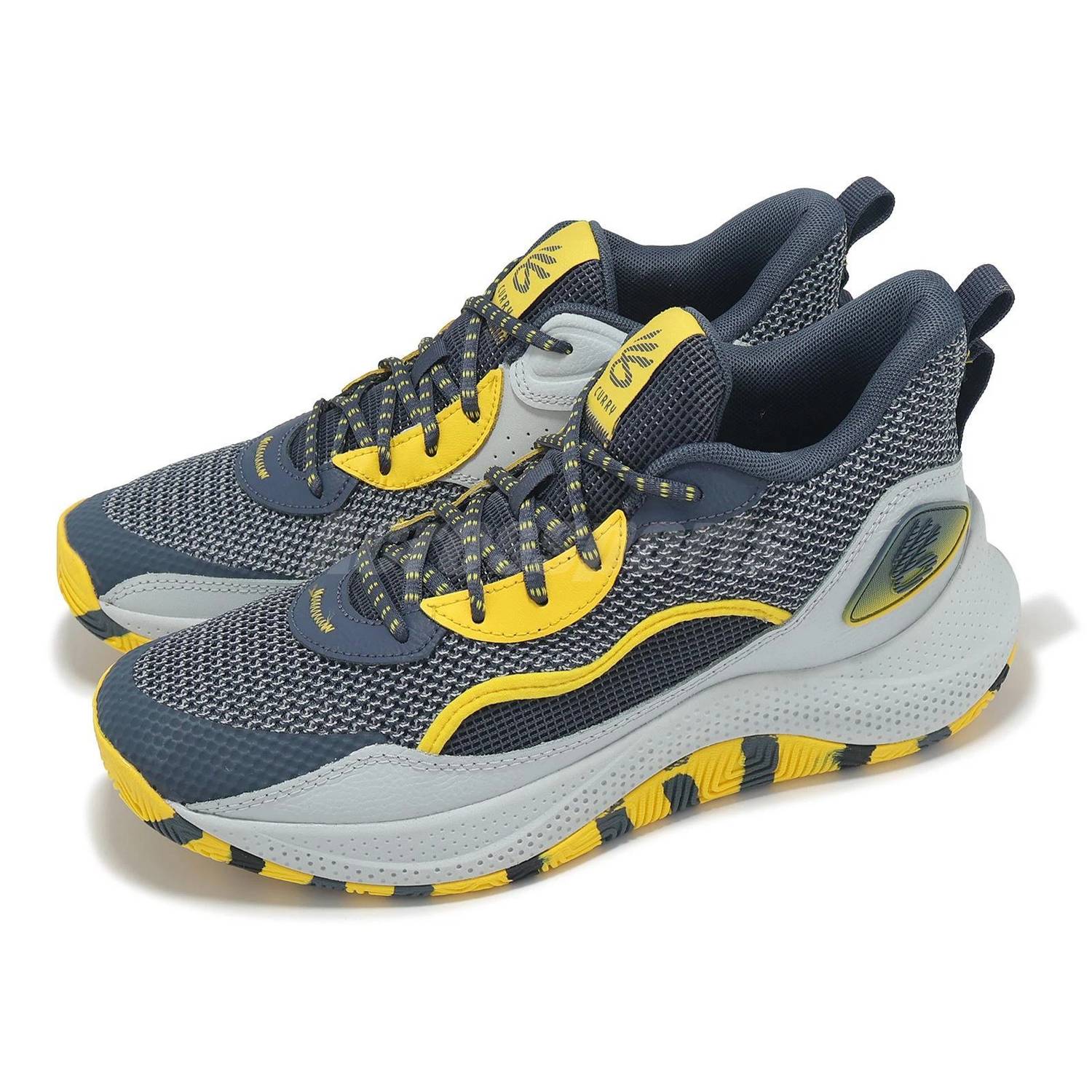 UNDER ARMOUR Men's Curry 3z24 Basketball Hoopers Shoes in grey yellow - men's sneaker