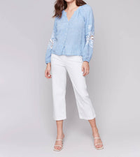 Charlie B - Embroidered Raglan Blouse
