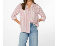 Velvet Heart Talma Stripe Shirt in red pepper stripe - women's shirt - detail view