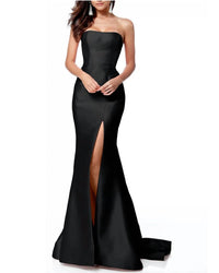 Sherri Hill Strapless Mermaid Gown With Slit in black - women's dress