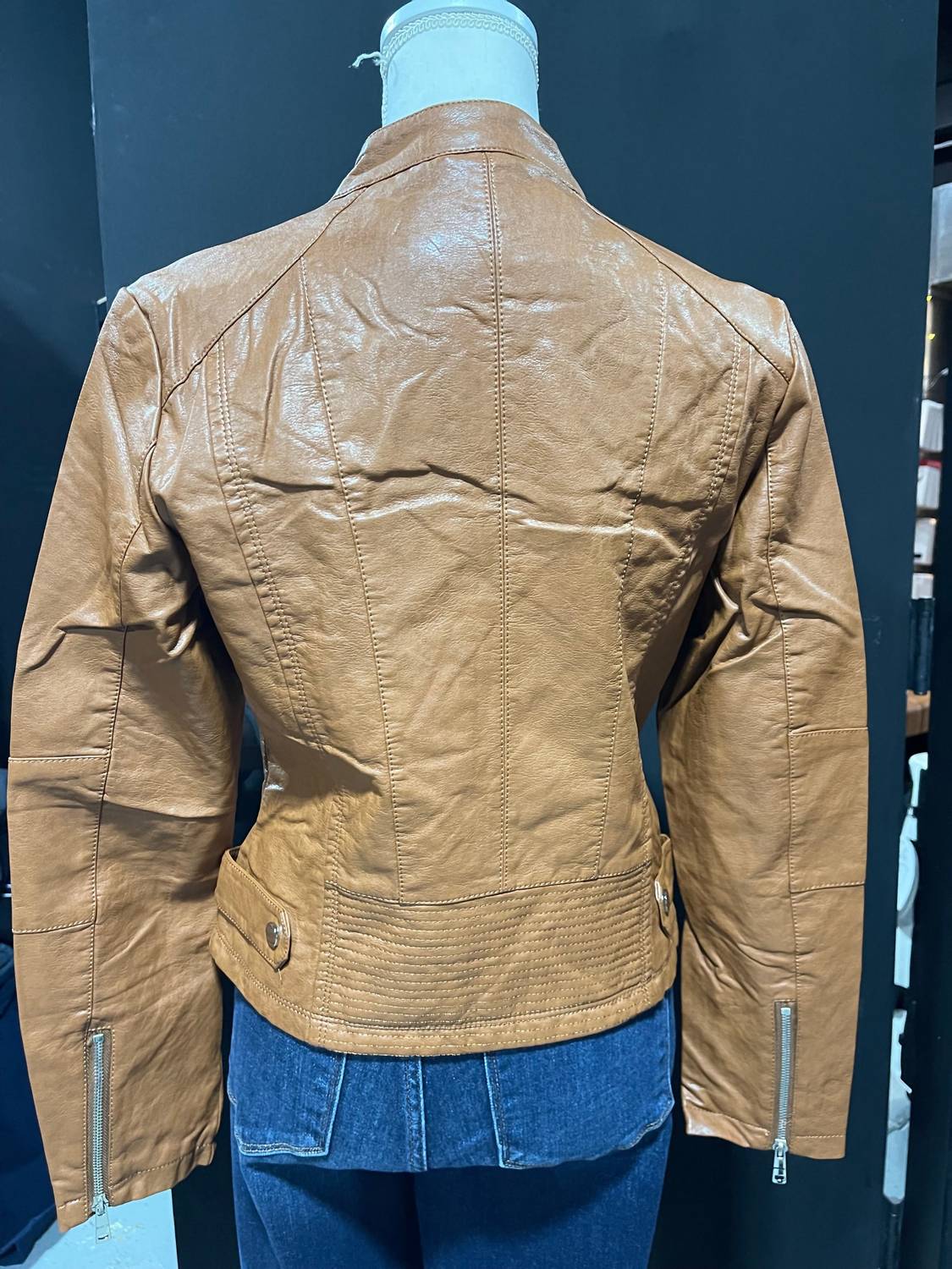Coalition LA Women's Leather Jacket in brown - women's jacket - alternate view