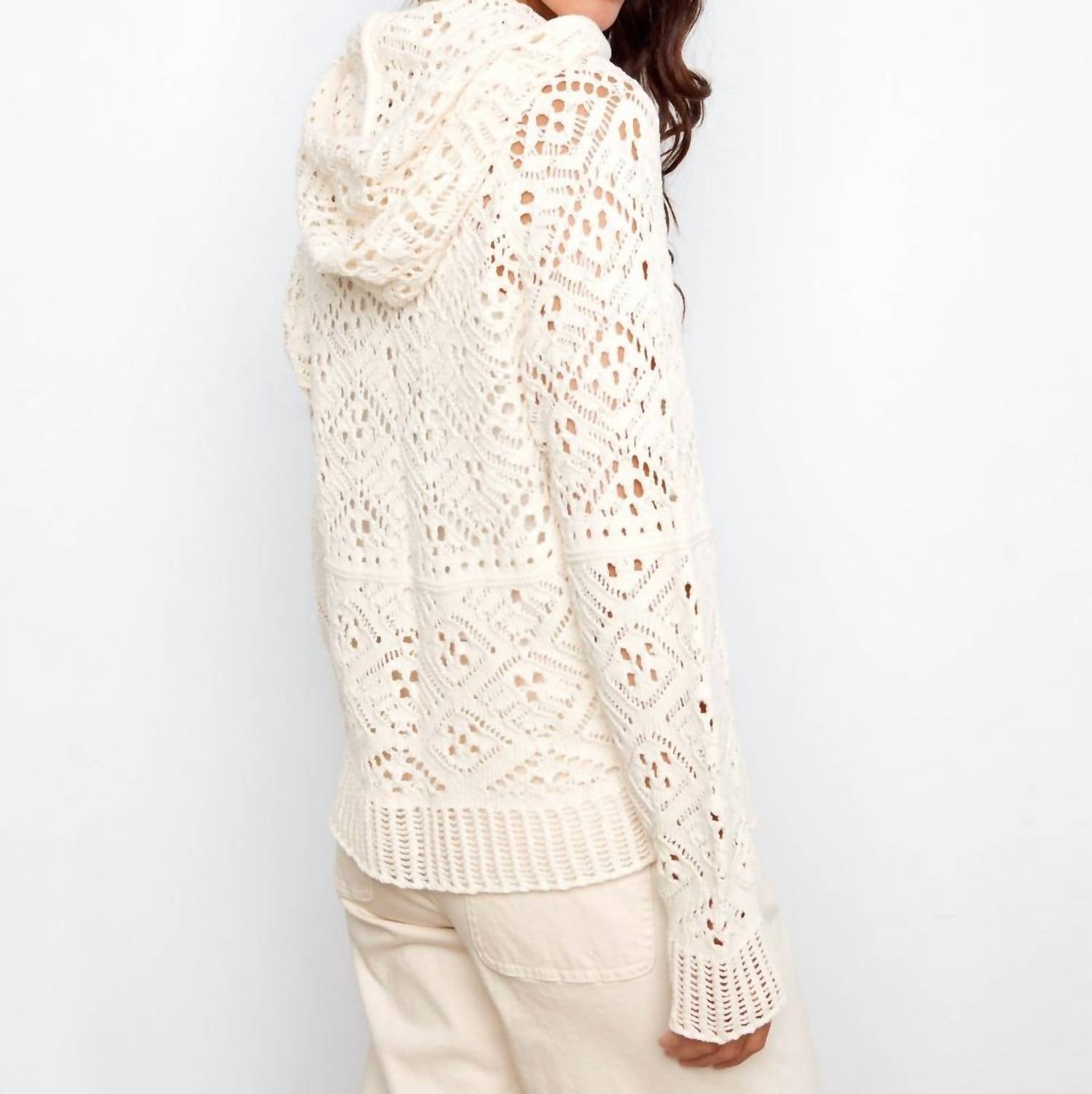 Charlie B - Cotton Crochet Hoodie Sweater