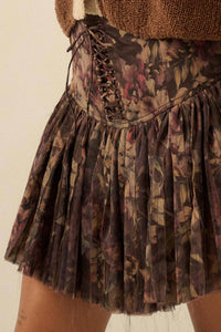 Promesa - Blossoming Bliss Floral Drop-waist Mini Skort