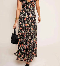 RIXO Women's Cinzia Dress in waterblossom noir - women's dress - detail view