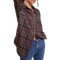 La Miel - Plaid Oversized Button Front Long Sleeve Shirt