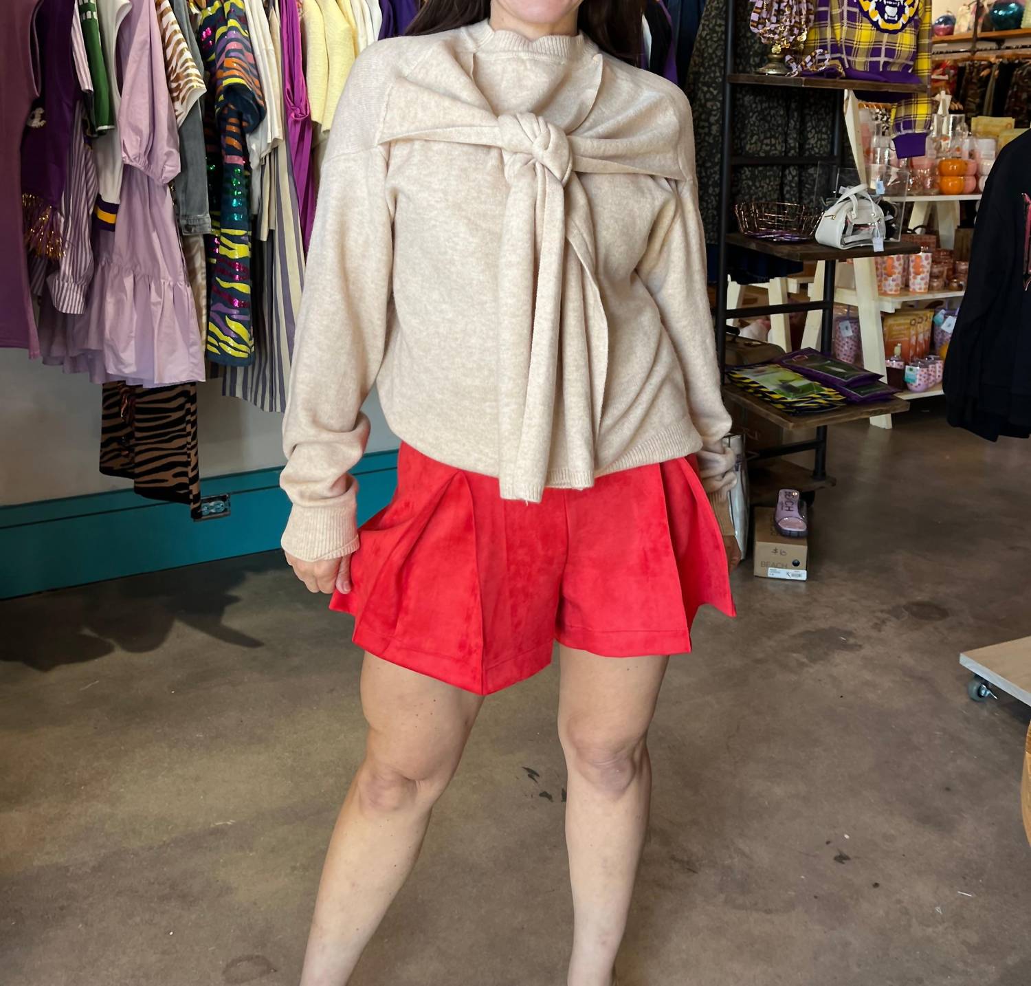 Meet Me in Santorini Aegean Flame Shorts in santorini aegean flame shorts in red - women's shorts