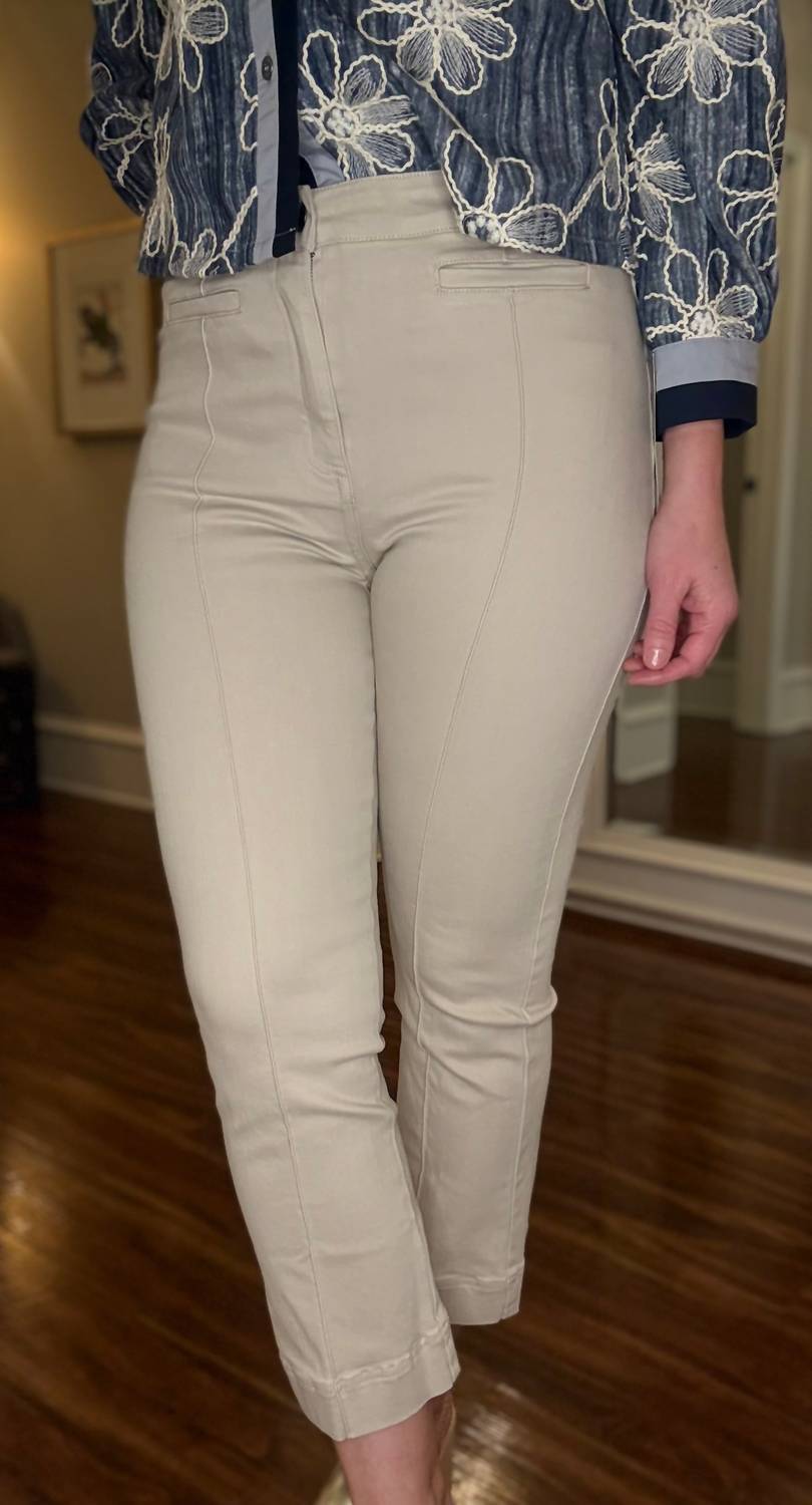 Multiples Pin Tuck Flare Leg Crop Jean in beige - women's jeans